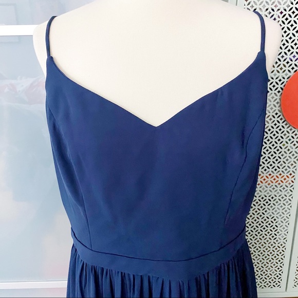 Bill Levkoff #Levkoff Chiffon A-Line Gown in Navy - Picture 3 of 12